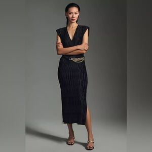 Anthropologie Ruched V-Neck Midi Dress